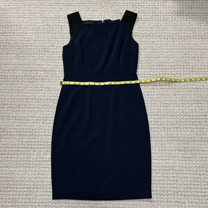 Elegant Blue with Black Sleeveless Dress